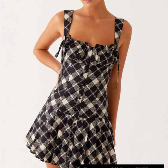 Peppermayo Exclusive - Tuni Mini Dress - Taupe Check - Picture 2 of 8